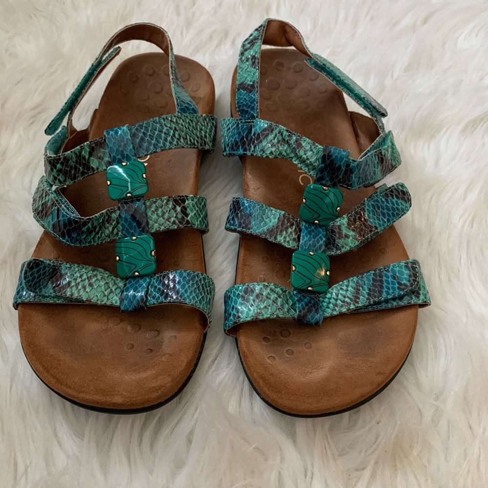 Women's Teal Snake-Print Strappy Comfort Sandals